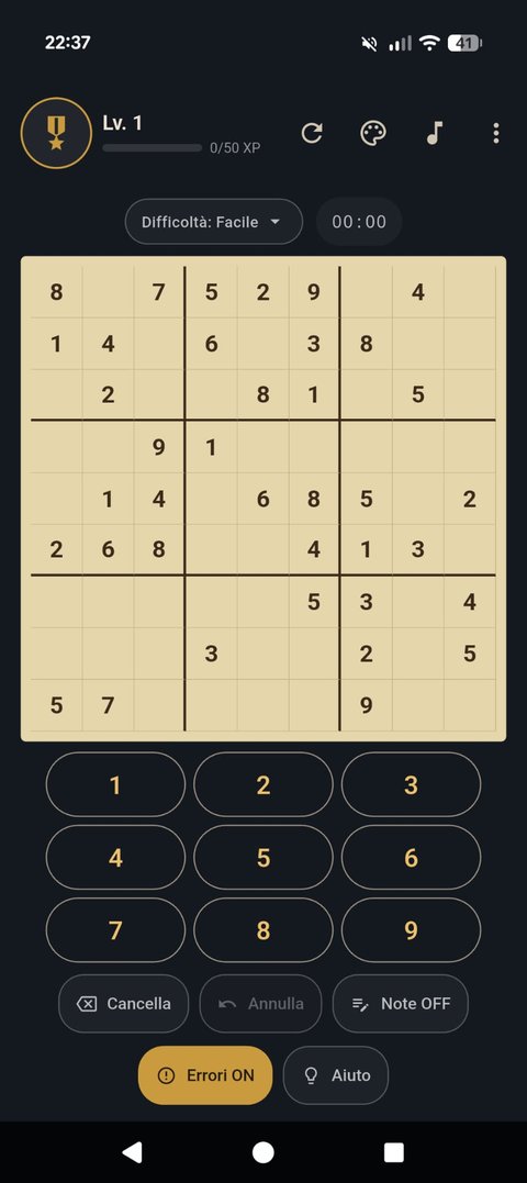 Griglia sudoku in corso, tema carta crema